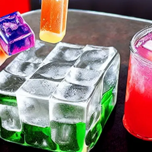 Image similar to gelatinous cubes being processed into magic items with the juice made from their bodies, d & d, industry magazine photo