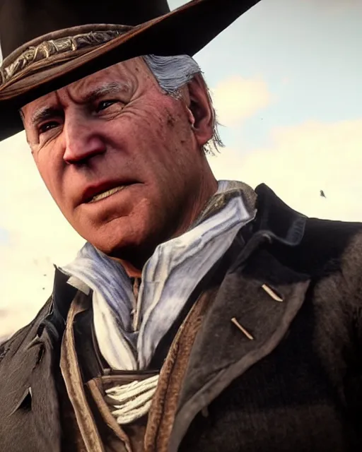 Prompt: Joe Biden in RDR2, gameplay screenshot, mid-shot