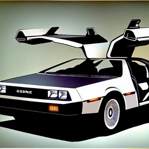 Prompt: Delorean concept as drawn by syd mead