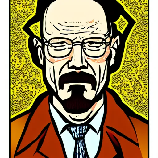 Image similar to tarot card with picture of walter white as heisenberg, photorealistic,