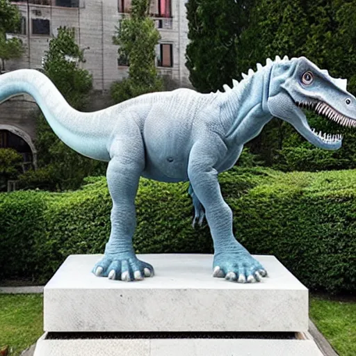 Prompt: marble statue of prehistoric dinosaur