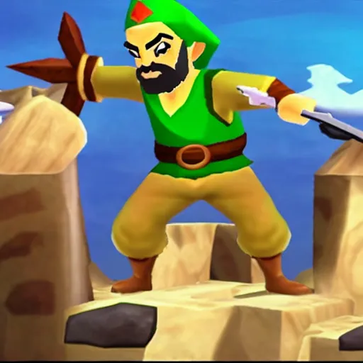 Image similar to Saddam Hussein in The Legend of Zelda The Wind Waker