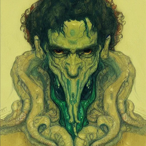 Image similar to portrait of cthulhu by greg rutkowski in the style of egon schiele