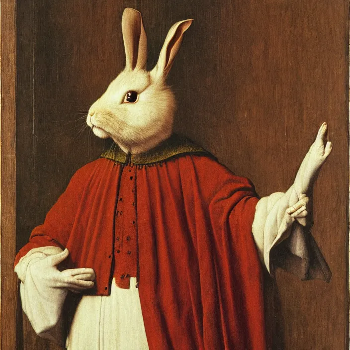 Image similar to the rabbit has a message for you, by jan van eyck