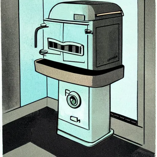 Image similar to 5 0 s illustration for a nuclear powered stove, painterly