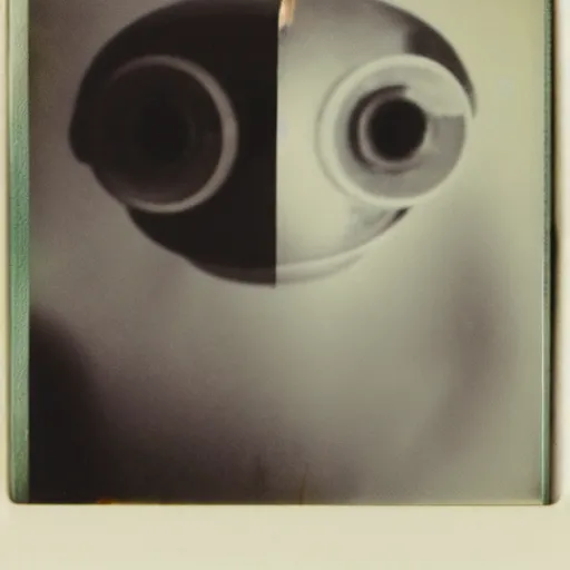 Image similar to old polaroid of a creepy head with large eyes