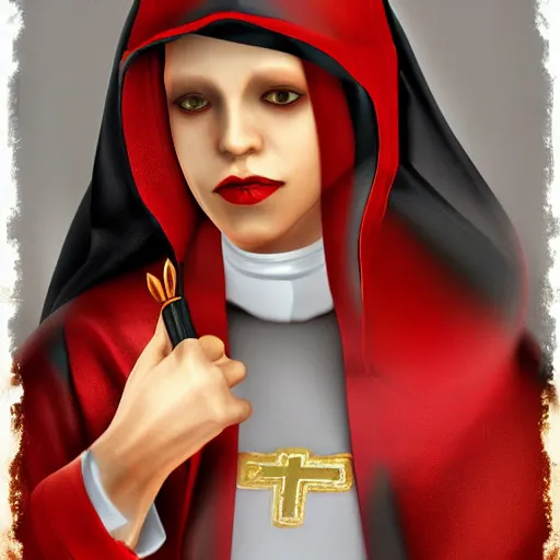 Image similar to female character inspired by venice carnival and nun | | artwork made by greg rutswork and lois van barlee