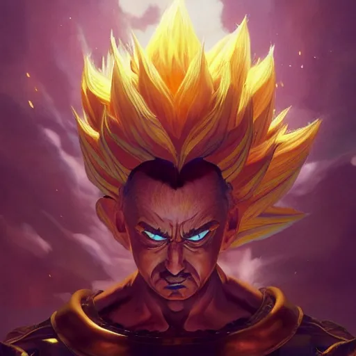 Image similar to salvador dali super saiyan, cinematic lighting, highly detailed, concept art, art by wlop and artgerm and greg rutkowski, masterpiece, trending on artstation, 8 k