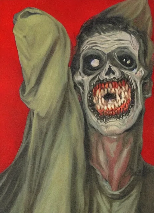 Image similar to vintage scary painting of the survivor