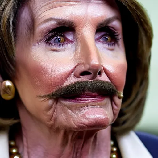 Image similar to nancy pelosi with a full beard and mustache