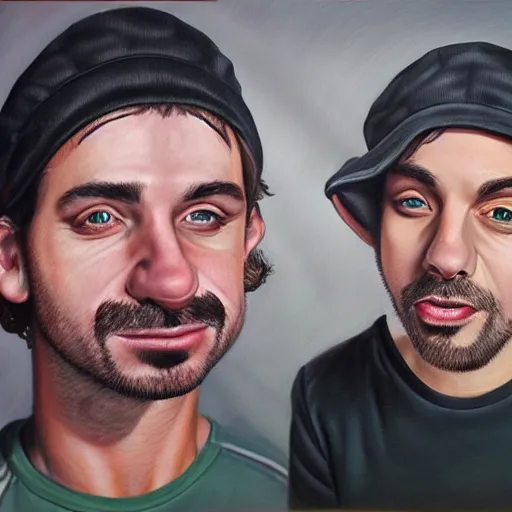 Image similar to Caricature portraits done of Vinny Vinesauce, realistic, hyperrealistic, very realistic, highly detailed, very detailed, extremely detailed, detailed, oil painting, digital art, trending on artstation