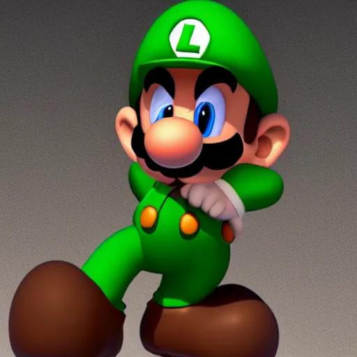 Image similar to luigi from super mario bros., a computer rendering by h. r. giger, trending on zbrush central, neoplasticism, zbrush, reimagined by industrial light and magic, # vfxfriday