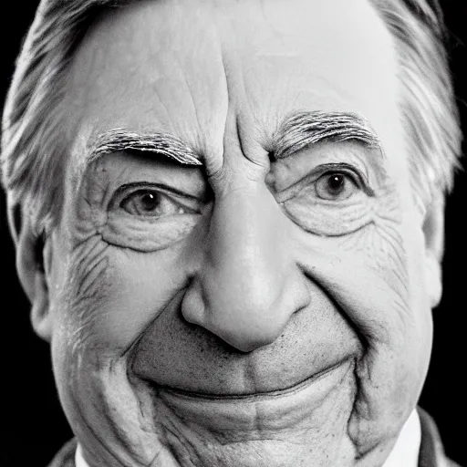 Image similar to symmetrical, close up face portrait of mr rogers, scowling, studio lighting, depth of field, photography, black and white, highly detailed