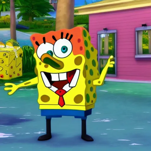 Prompt: Spongebob in the style of The Sims 4