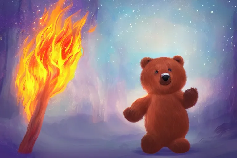 Prompt: a magical bear with a fire aspect, digital art