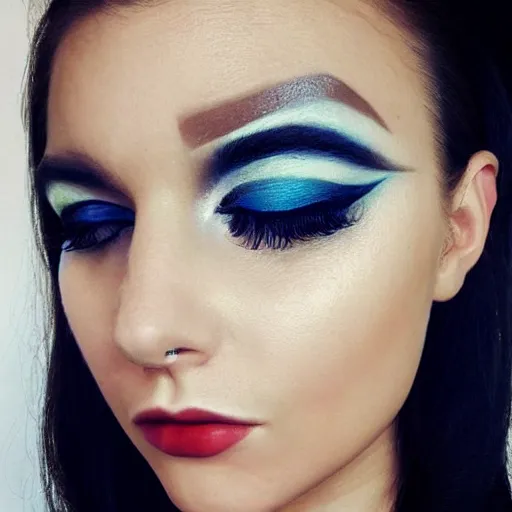 Image similar to A completely normal human face with beautiful makeup