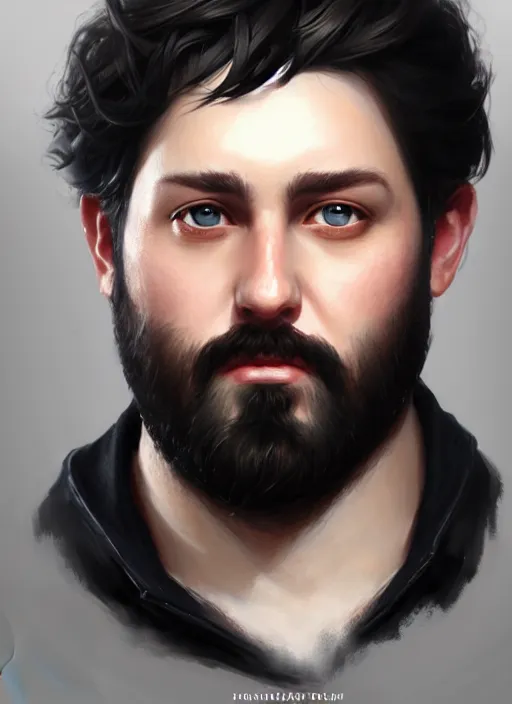 Image similar to a _ fantasy _ style _ portrait _ painting _ of white male short black hair chubby disconnected beard round face, rpg dnd oil _ painting _ unreal _ 5 _ daz. _ rpg _ portrait _ extremely _ detailed _ artgerm _ greg _ rutkowski _ greg