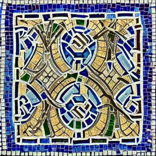 Image similar to beautiful roman mosaic of mc escher tiles, detailed, intricate