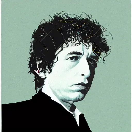 Image similar to contemporary graphic design portrait of bob dylan by paul rand