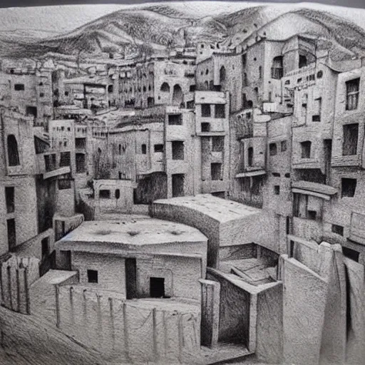 Image similar to Diyarbakir, detailed charcoal sketch, realistic, incredibly detailed