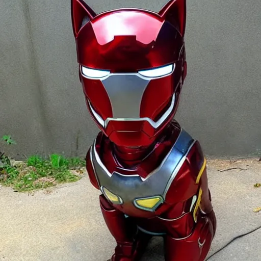 Image similar to cat in iron man armour