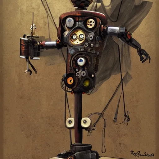 Image similar to steam punk robot crucified by matthias grunewald