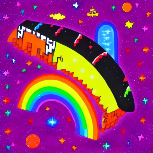 Image similar to an accurate drawing of nyan cat, poptart body, rainbow trail, in space, deviantart