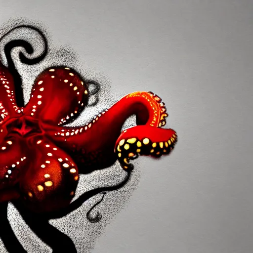 Prompt: hyperrealistic clicker from the last of us, flowers blooming and bursting, octopus, jellyfish, black and white, high contrast, soft focus, sharp, red, highly detailed