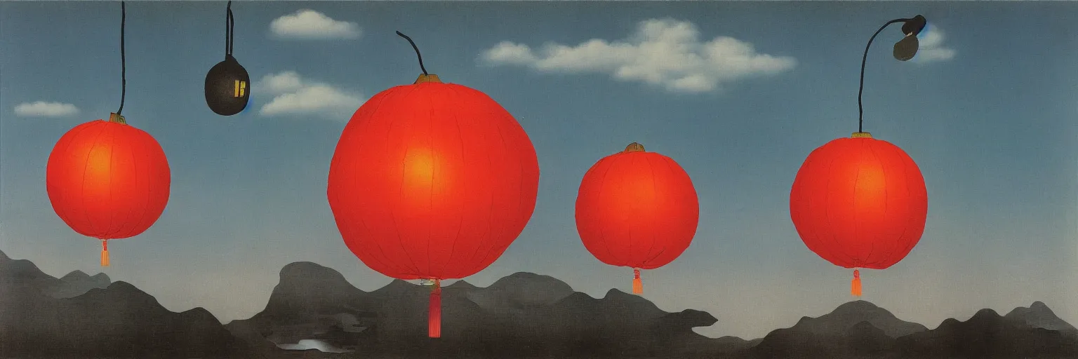 Image similar to chinese lantern painting magritte