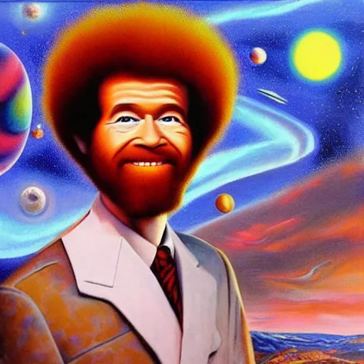 Image similar to surrealism in space by bob ross