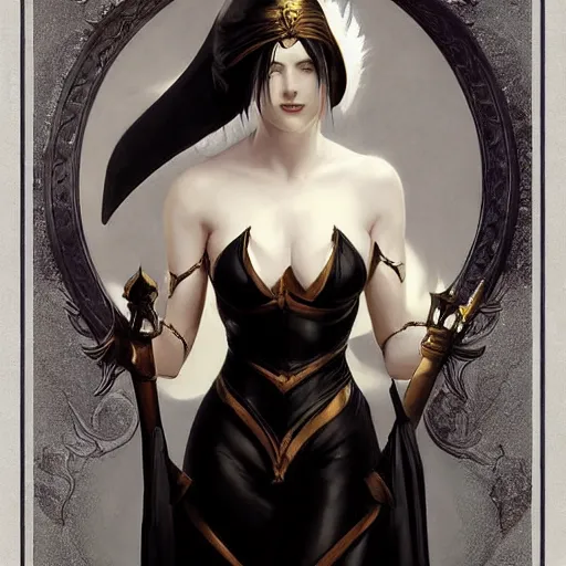 Image similar to Albedo the pure white devil from Overlord, oil on canvas, noir effect, artstation, by J. C. Leyendecker and Edmund Blair Leighton and Charlie Bowater,--width 1600