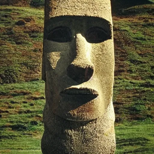 Image similar to easter island head that looks like frank zappa