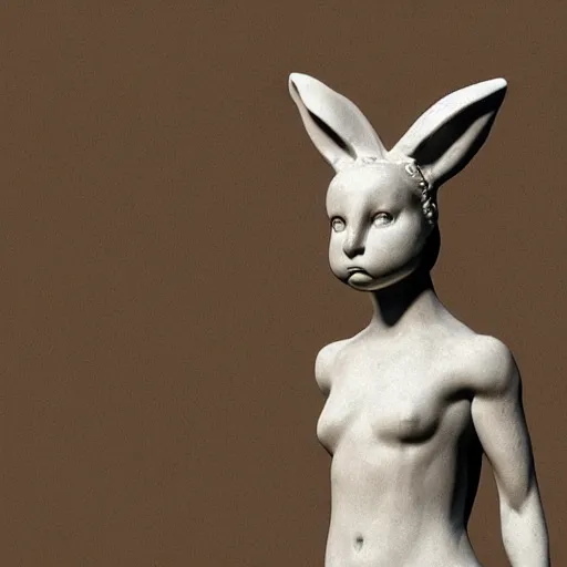 Prompt: a clay sculpture of a funny bunny, in the style of antonio canova, new york city background, hyper realistic, 3 d render