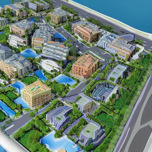 Image similar to a mixed-use walkable neighborhood based on Atlantis