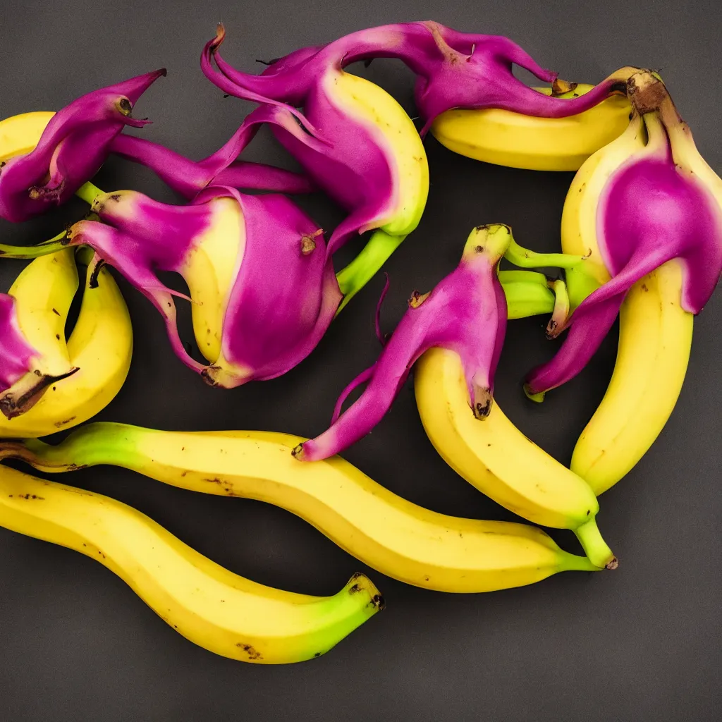 Prompt: banana that resembles dragon fruit, hyper real, food photography, high quality