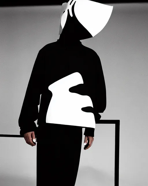 Prompt: faceless carnival employee, by Yohji Yamamoto