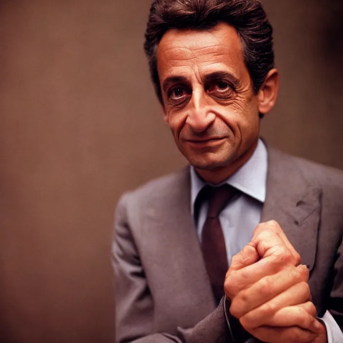 Prompt: very detailed and textured photo portrait of Nicolas Sarkozy in 2022, by Steve McCurry, cinestill 800t 18mm 4k