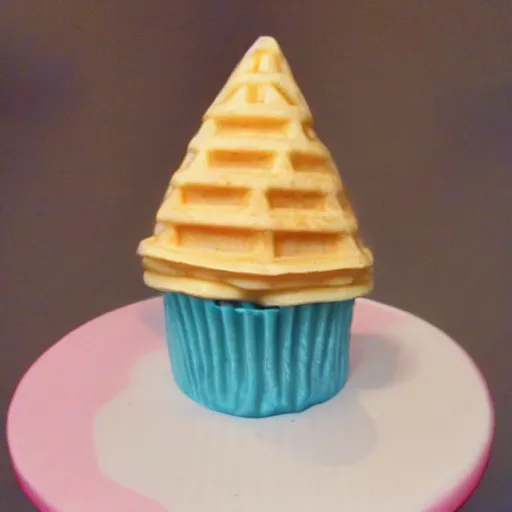 Prompt: hyper realistic cupcake gnome with wafflecone hat