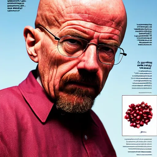 Image similar to a cranberry with the face of walter white, natural light, sharp, detailed face, magazine, press, photo, steve mccurry, david lazar, canon, nikon, focus