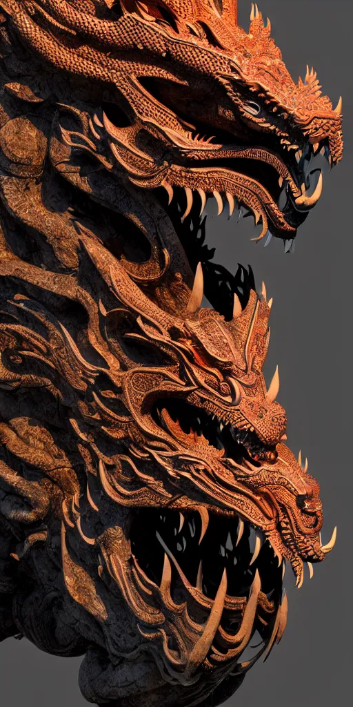 Prompt: a beautiful delicate huge mega chinese dragon head, solid background, electron flow, android, mechanical, metal, model design, fine texture structure, hyper detailed, perfect shadows, atmospheric lighting, 3 d render, in the style of pascal blanche and sparth juan zigor samaniego, paul pepera pablo roldan, displayed in the exhibition hall, 4 k hd