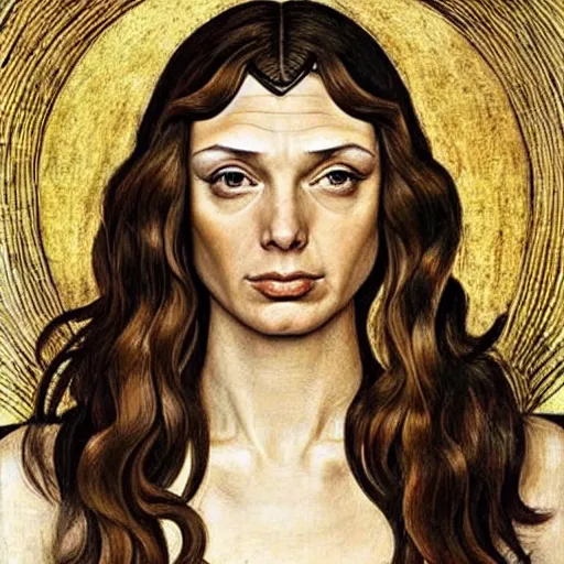 Prompt: gal gadot as gollum, elegant portrait by sandro botticelli, detailed, symmetrical, intricate