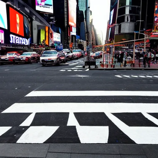 Prompt: hyper realistic photo of a zebra crossing a zebra crossing in times square
