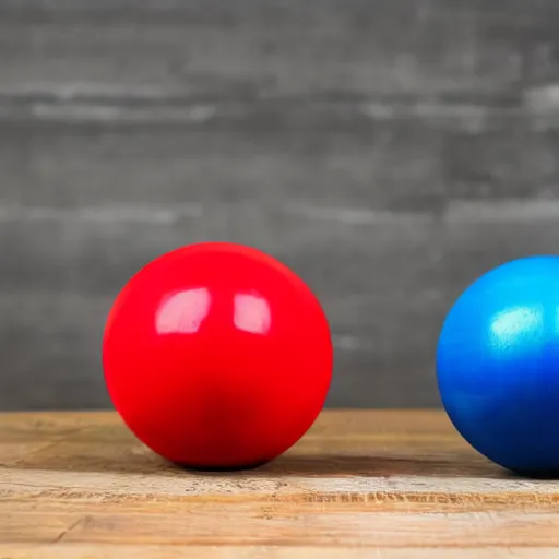 Prompt: red ball on the left, blue ball on the right