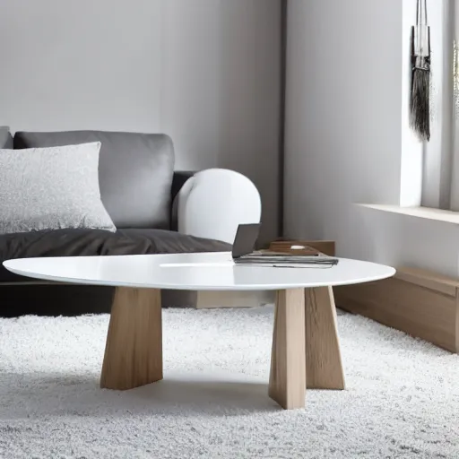 Image similar to white zen clean modern minimalist sparse oak table in a bright room