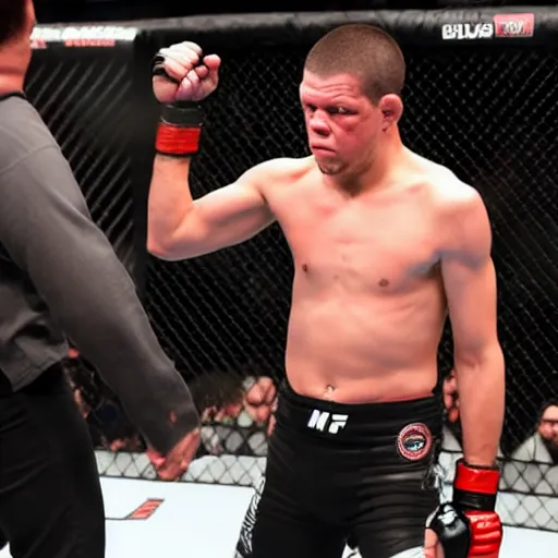 Prompt: nate diaz in a mma fight