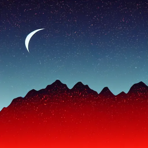 Prompt: a mountain range at night, vector-based