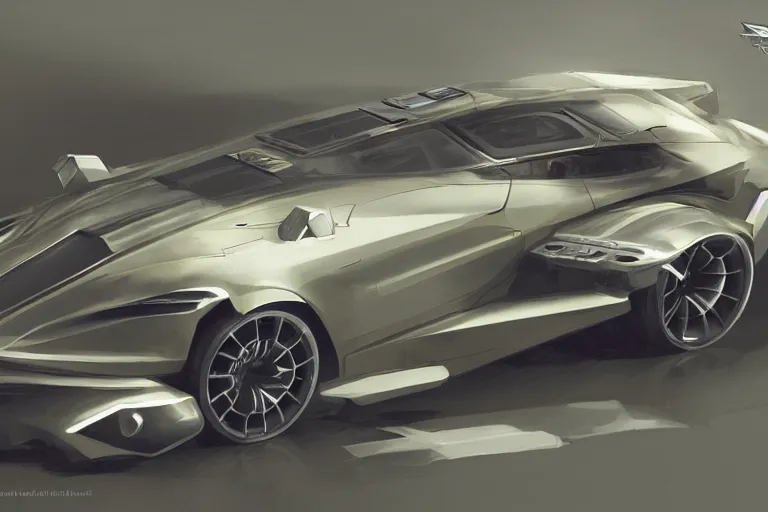 Image similar to a single armored scifi aston martin in the style of bladerunner and alternate car one, car concept, car Design, sid mead, alex ross, intricate Details, concept art, matte painting, highly detailed, rule of thirds, dynamic lighting, cinematic, detailed, denoised, centerd, clean render