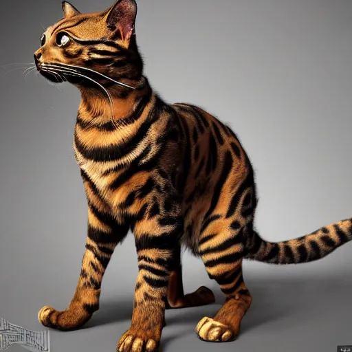 Image similar to a bengal cat with robotic armor, unreal engine, highly detailed, concept art, artstation, insanely detailed, intricate, elegant