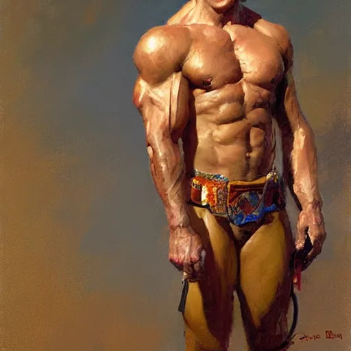 Image similar to Muscular Joe Biden, painting by Gaston Bussiere, Craig Mullins