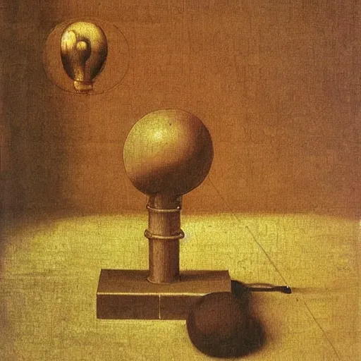 Prompt: an oil painting of a joystick by leonardo da vinci